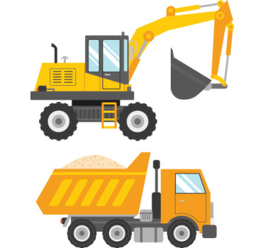 Cartoon  construction truck wall sticker for kids - TenStickers
