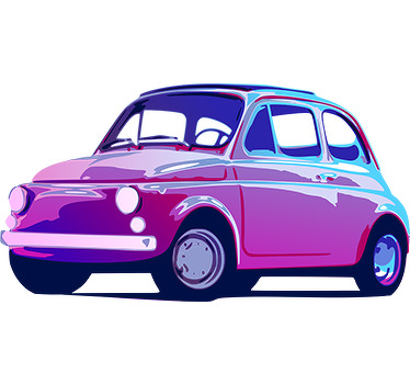 Retro Fiat 500 Wall Sticker - TenStickers