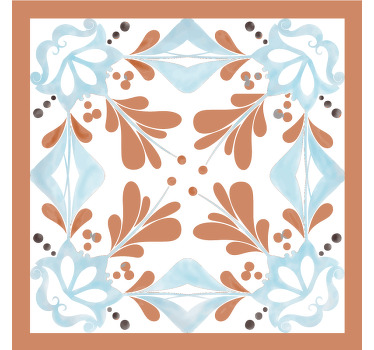 Sticker pour Carrelage Carreaux méditerranéens floraux - TenStickers