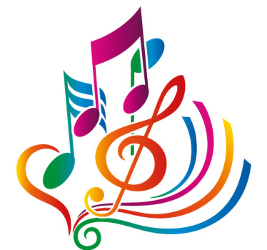 Farverige musiknoter vinyl klistermærke - TenStickers