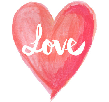Sticker coeur en aquarelle Love - TenStickers