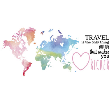 Weltkarte Reise Spruch Wandtattoo - TenStickers