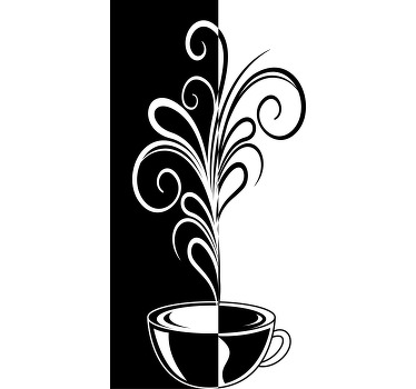 Sticker cuisine lignes décoratives de café - TenStickers