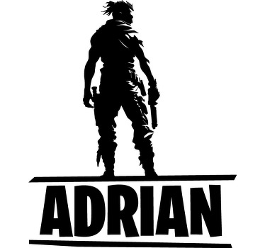 Battle character with name video game sticker - TenStickers