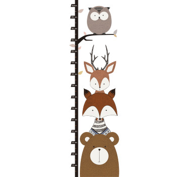 Woodland Animals Height Chart Sticker - TenStickers