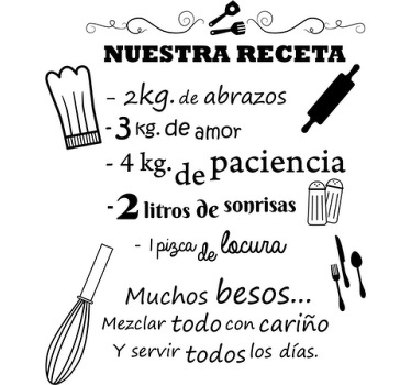 Vinilo decorativo pared cocina nuestra receta - TenVinilo