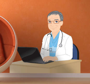 Doctor Laptop Wall Sticker - TenStickers