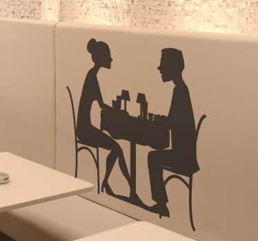 Lovers having dinner sticker - TenStickers