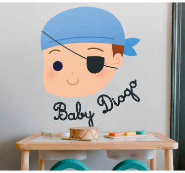 Piratenbaby met naam Decoratie sticker tekeningen - TenStickers