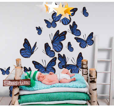 Adesivo farfalla da parete sciame di farfalle - TenStickers
