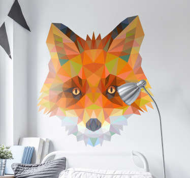 Geometric Fox Head Decal - TenStickers