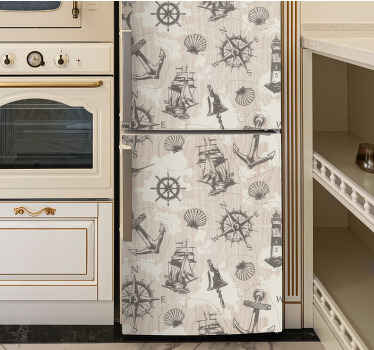Nautisch thema ontwerp koelkast sticker - TenStickers