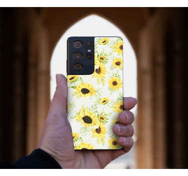 Sunflower Motif Samsung stickers - TenStickers