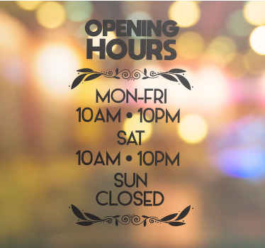 Personalised opening hours window decal for business - TenStickers