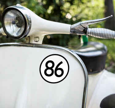 Sticker moto numéro personnalisable rond blanc et noir - TenStickers