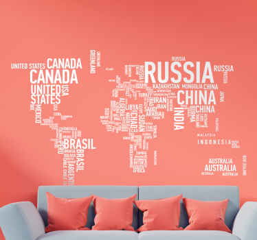 World Map Text Sticker - TenStickers