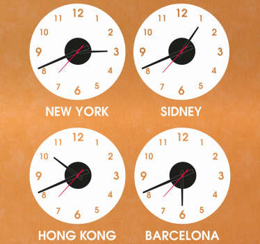 Countries and cities clock wall clock sticker - TenStickers