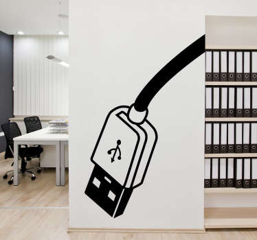 USB cable office wall decal - TenStickers