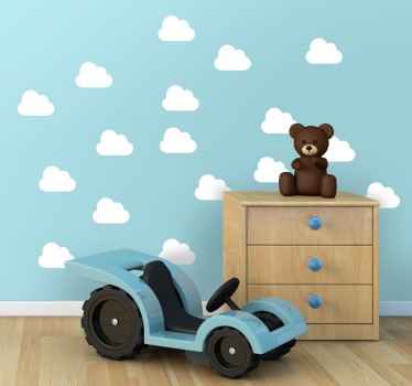White Clouds Kids Sticker - TenStickers