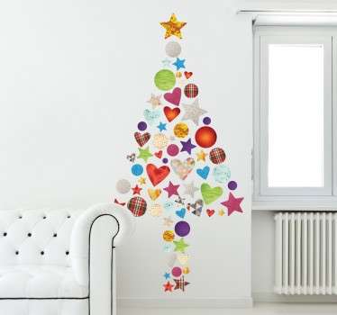Sticker sapin Noel patchwork - TenStickers
