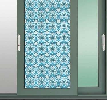 Sticker fenêtre carrelage oriental bleu - TenStickers
