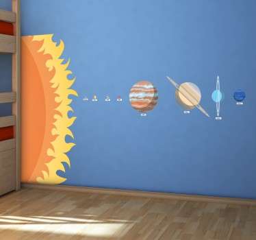 Solar system to scale space wall sticker - TenStickers