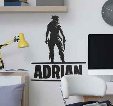 Battle character with name video game sticker - TenStickers