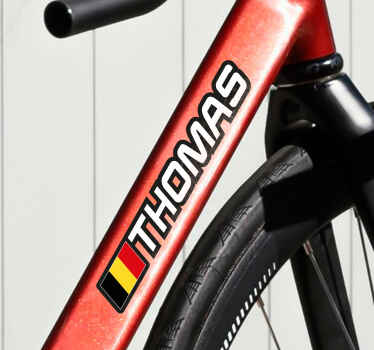 Vlag overgang in naam fiets stickers met naam - TenStickers