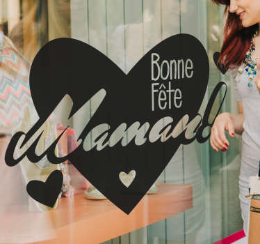 Sticker vitrine Bonne fête maman cœur - TenStickers