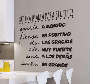 Vinilo para comedor rutina diaria frases para sonreír - TenVinilo
