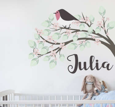 Children´s Personalised Tree and Robin Sticker - TenStickers