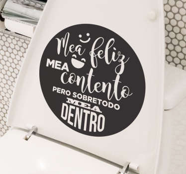 Vinilo tazas baño mea feliz - TenVinilo