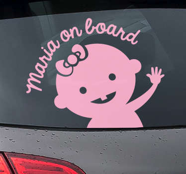 Baby with a bow baby on board sticker - TenStickers