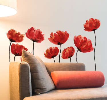 Valmuer blomstermærkat Wallsticker til stuen - TenStickers