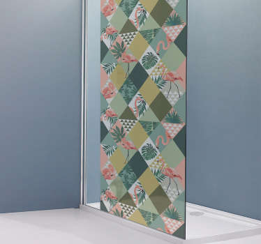 Badkamer sticker douchedeur tropisch - TenStickers