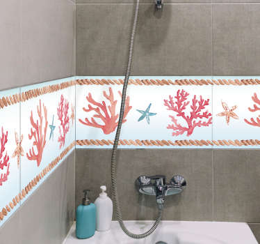 Coral Bathroom Tile Sticker - TenStickers