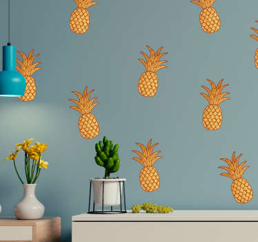Golden Pineapples Wall Sticker - TenStickers