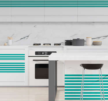 Vinilo para mueble de cocina de rayas horizontales - TenVinilo