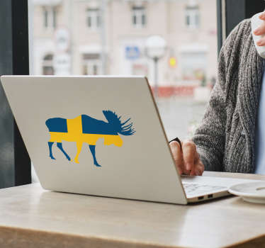 älg sverige sjunker klistermärke - Tenstickers