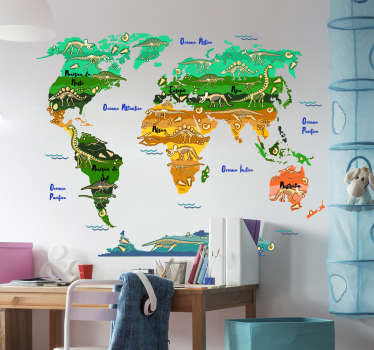 Vinil lugar Mapa Dinossauros Nome Português - TenStickers
