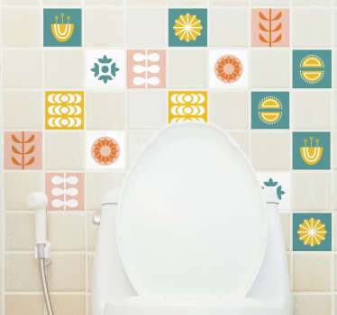 Vinilo pared de baño de azulejos noruegos - TenVinilo