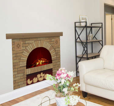Brick fireplace visual effects wall sticker - TenStickers