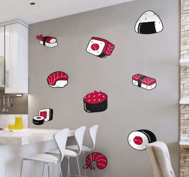 Sushi voedsel iconen sticker gastronomie - TenStickers