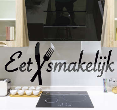 Geniet van uw maaltijd thuis tekst muursticker keuken - TenStickers