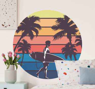Hawaii surfing vintage stickers - TenStickers