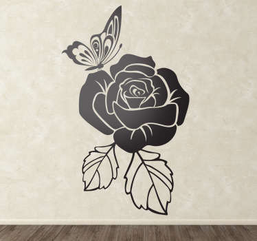 Sticker decorativo rosa con farfalla - TenStickers