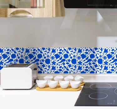 Azulejos adhesivo Delfts flores azules diversas - TenVinilo