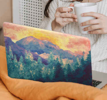 Sunset in the mountains laptop skins - TenStickers