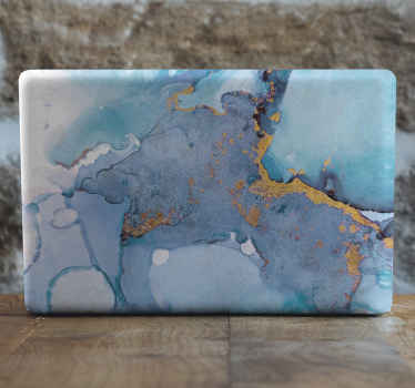 Aqua gold abstract laptop skin - TenStickers