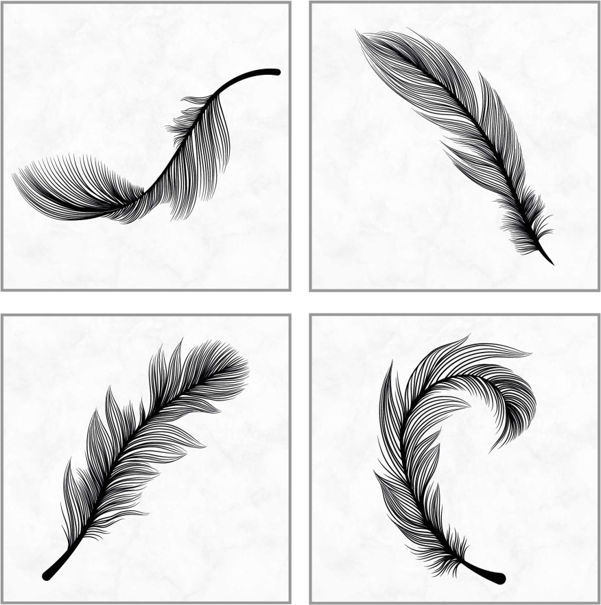 Sticker carrelage plumes noires - TenStickers